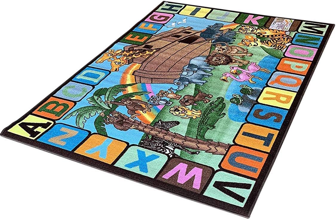 Kids Reversible Alphabet ABC Animal Area Rug Double Sided Educational Durable Learning Carpet Noah Design 61 (3 Feet 3 Inch X 4 Feet 8 Inch)