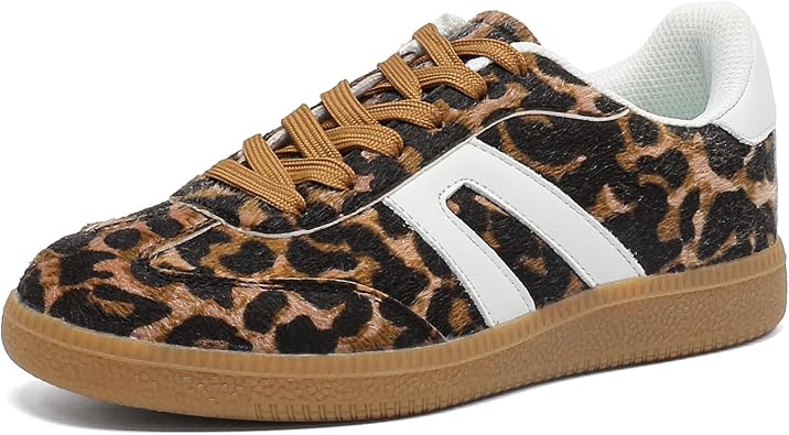 Womens Retro Gum Sole Fashion Sneakers-Lace Detail Casual Retro Walking Shoes-Gum Sole Casual Tennis-Anti Slip Trainers
