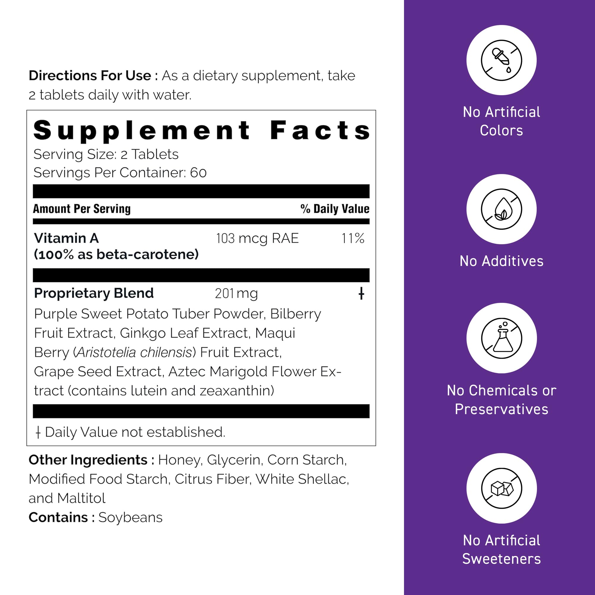 Umeken Eye Clear Dietary Supplement, Blueberry Extract, Lutein, Zeaxanthin, Ginkgo, Vision Supplements for Adults, Eye Vitamins, 2 Months Supply, 120 Tablets, Pack of 120 — Amazon image 7
