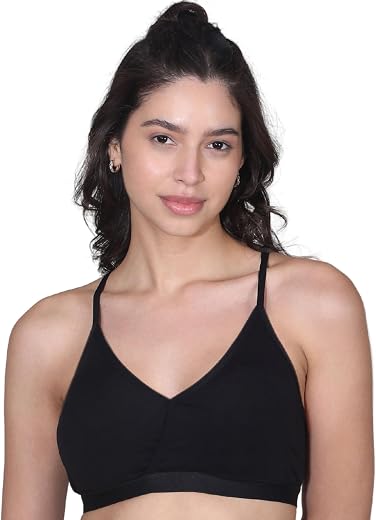 DChica V-Neck Padded Everyday Cotton Bra, Seamless Bralette with Adjustable Straps, Removable Pads Wire Free Sports Bras, ...