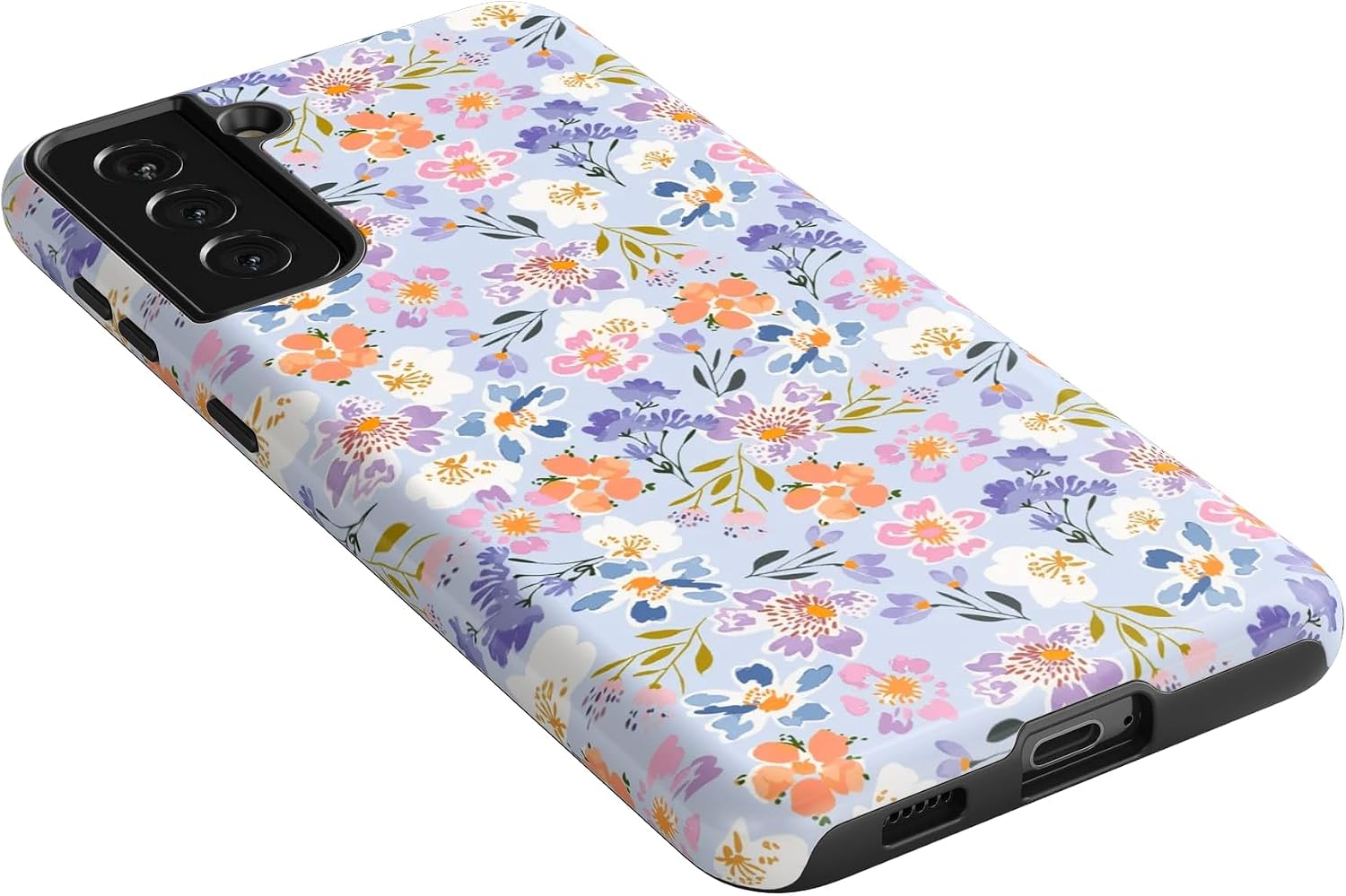 Casely Galaxy S21 Plus Case | Poppy Meadows | Pastel Floral | Essential Slim Dual-Layer Protective Design