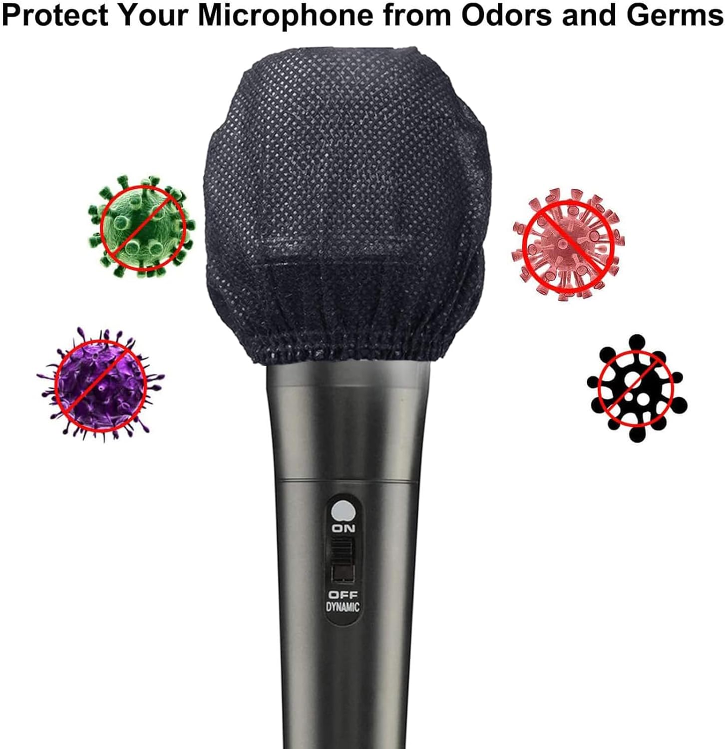 400 PCS (200 Pack) Microphone Hygiene Covers Disposable Non-Woven Handheld Mic Cover Windscreen Protective Cap for KTV Karaoke Recording Room Stage Performance, Black