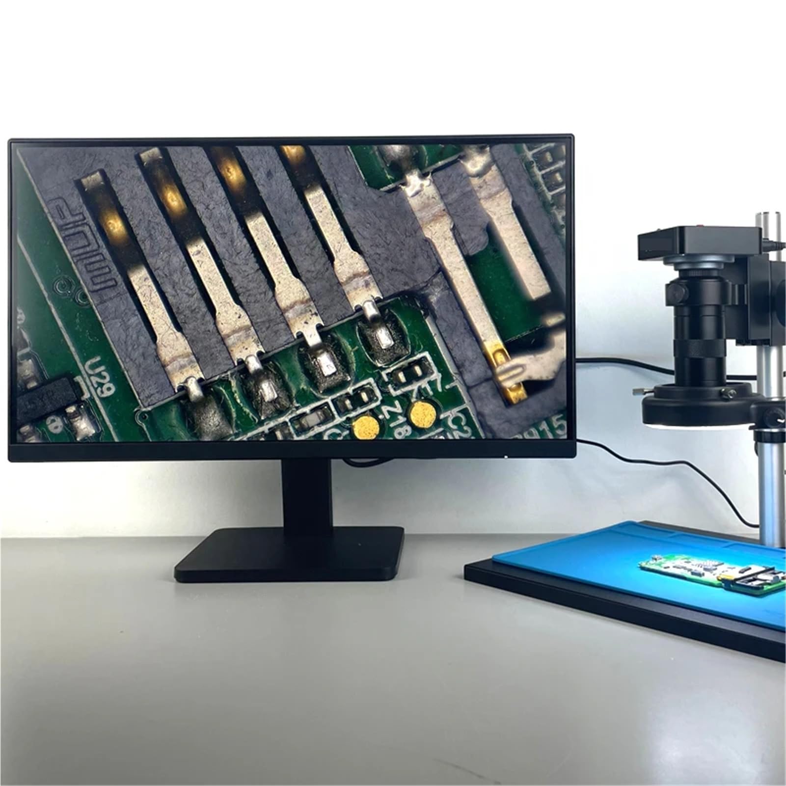 Microscopio Digitale da 48 MP 1080P con Obiettivo C-Mount 130X per Riparazione di Telefoni E Saldatura di PCB.,B Stand