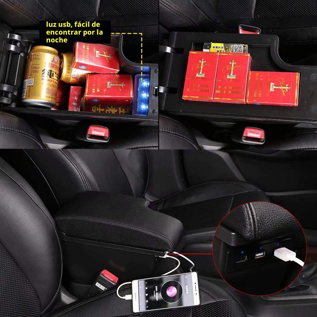 YJYWZH Doble Capa Consolas Reposabrazos Caja para Nissan Juke Reposabrazos Caja de Almacenamiento Apoyabrazos de la Consola Coche con portavasos
