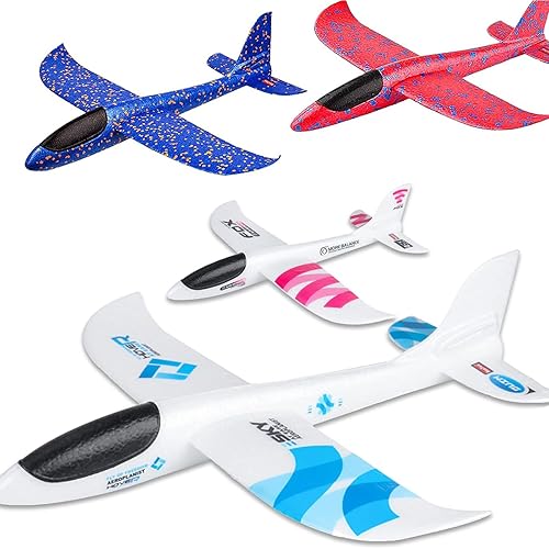 Miniatura 8 de Paquete de 2 juguetes de avión avión de espuma grande de 175 pulgadas avión planeador de 2 modos de vuelo juguete volador para niños regalos para