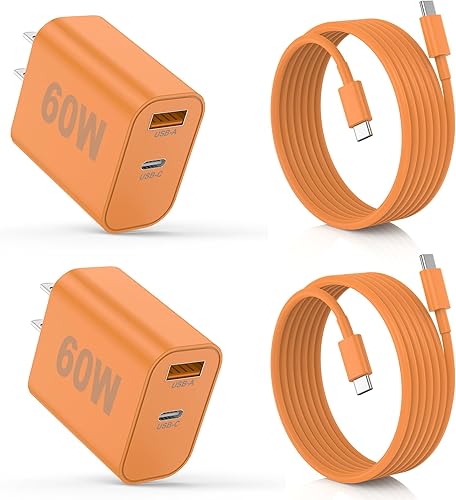 Cargador para iPhone 17/16/15 Pro/Pro Max, cargador de pared USB-C de doble puerto con PD 40 W y carga rápida QC 20 W, cable USB-C de 6 pies para