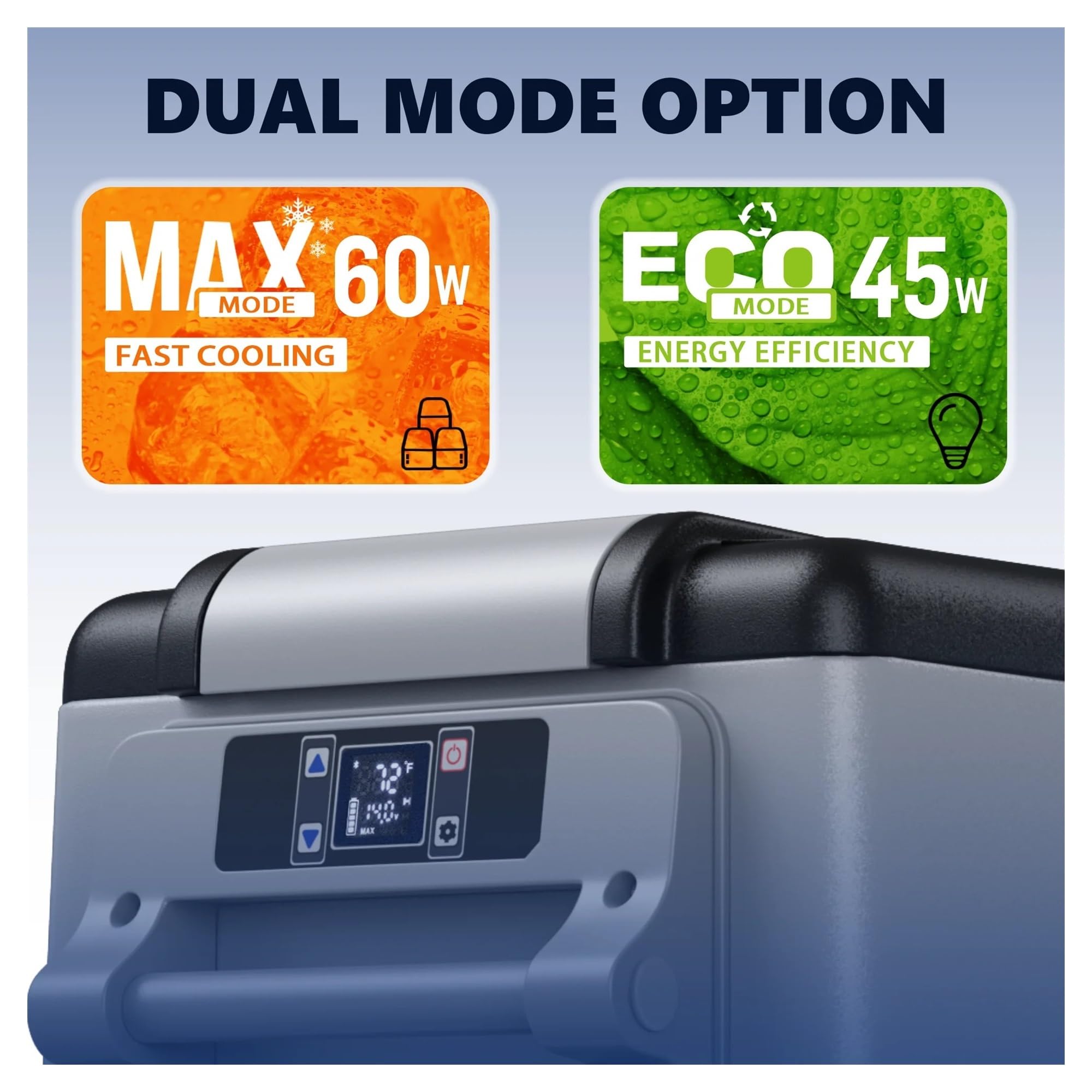 Refrigerador eléctrico for Coche de 55 L, de -20 °C a 20 °C, con Control por aplicación, congelador portátil de CC/CA for Camping y camión.(45L)