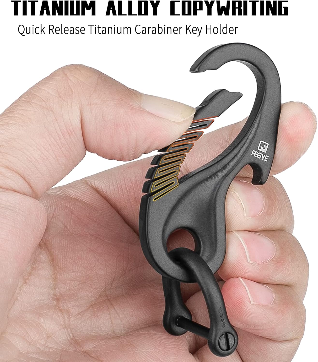 TISUR Titanium Carabiner Key Holder Anti-Lost Quick Release Heavy Duty Bottle Opener Car Key Chain for Men(Taiji+D ring) - Image 5