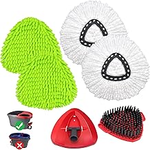 Mop Replace Heads for O Cedar Easywring 1 Tank Spin Mop Heads Replacement for Ocedar Mops Refill Sets Include 4 Pack Mopping Refills, 1 Pack Scrubber Brush & 1 Disc Base to Dry and Wet Floor Cleaning