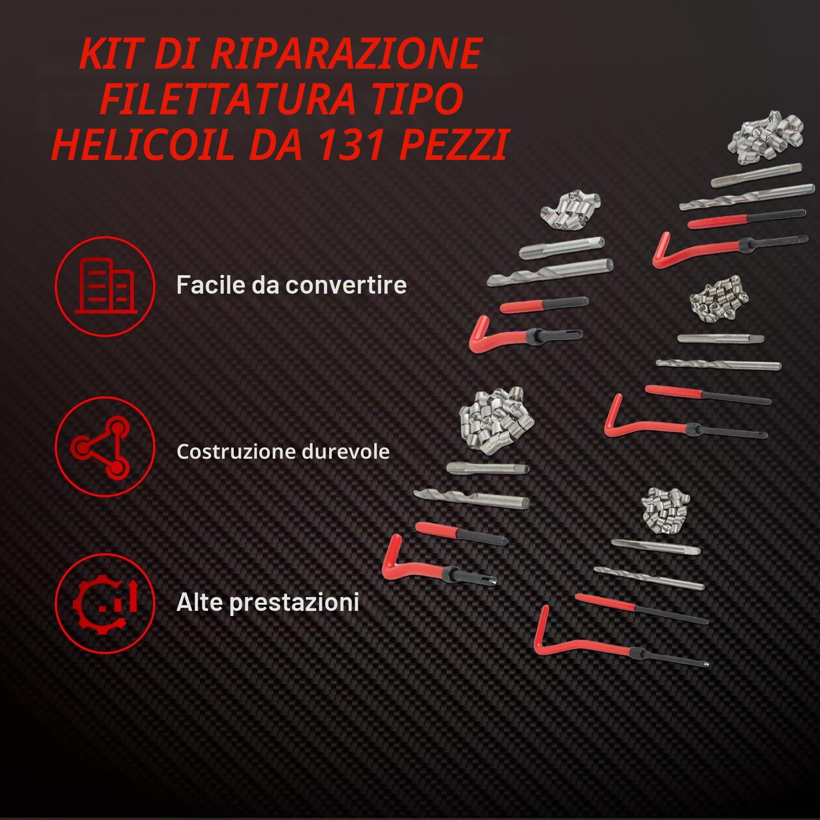 Set di riparazione filettata da 131 pezzi