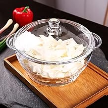 1500ml Glass Casserole Dish with Lid 1 Pieces Heat/Cold Round Baking Dish for Oven & Microwave Clear Lead-Free Covered Casserole Cookware Versatile Deep Glass Food Container for Baking Cooking