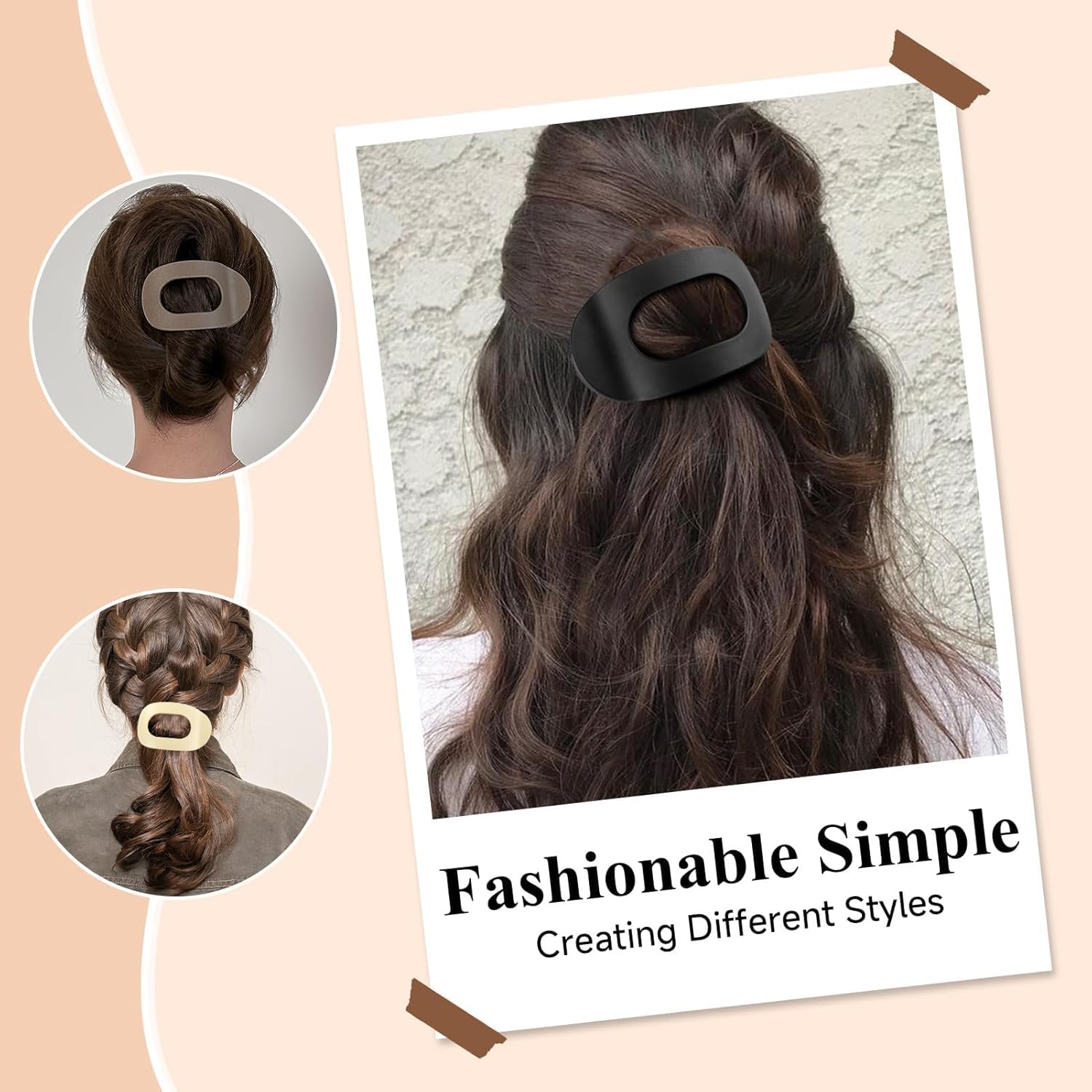 Flat Hair Claw Clips for Women,Matte Medium Hair Clips for Thick & Thin Hair- Comfortable Everyday Use for Office, Yoga, Party & Casual Styling (4PCS A) - Image 2