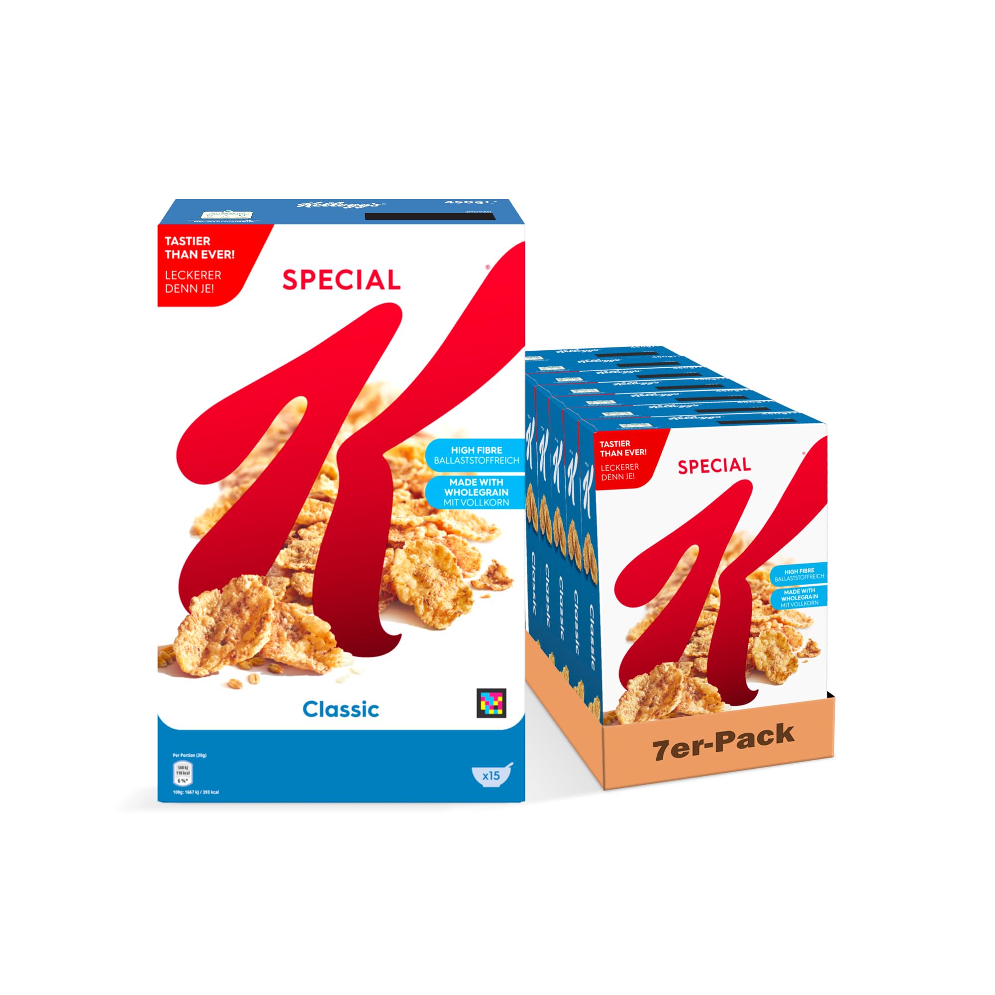 Kellogg’s Special K Classic (7 x 450 g) – knusprige Getreide-Flakes mit Vollkornweizen – ballaststoffreiche Frühstückscerealien – natürlicher Genuss ohne künstliche Farb- und Aromastoffe