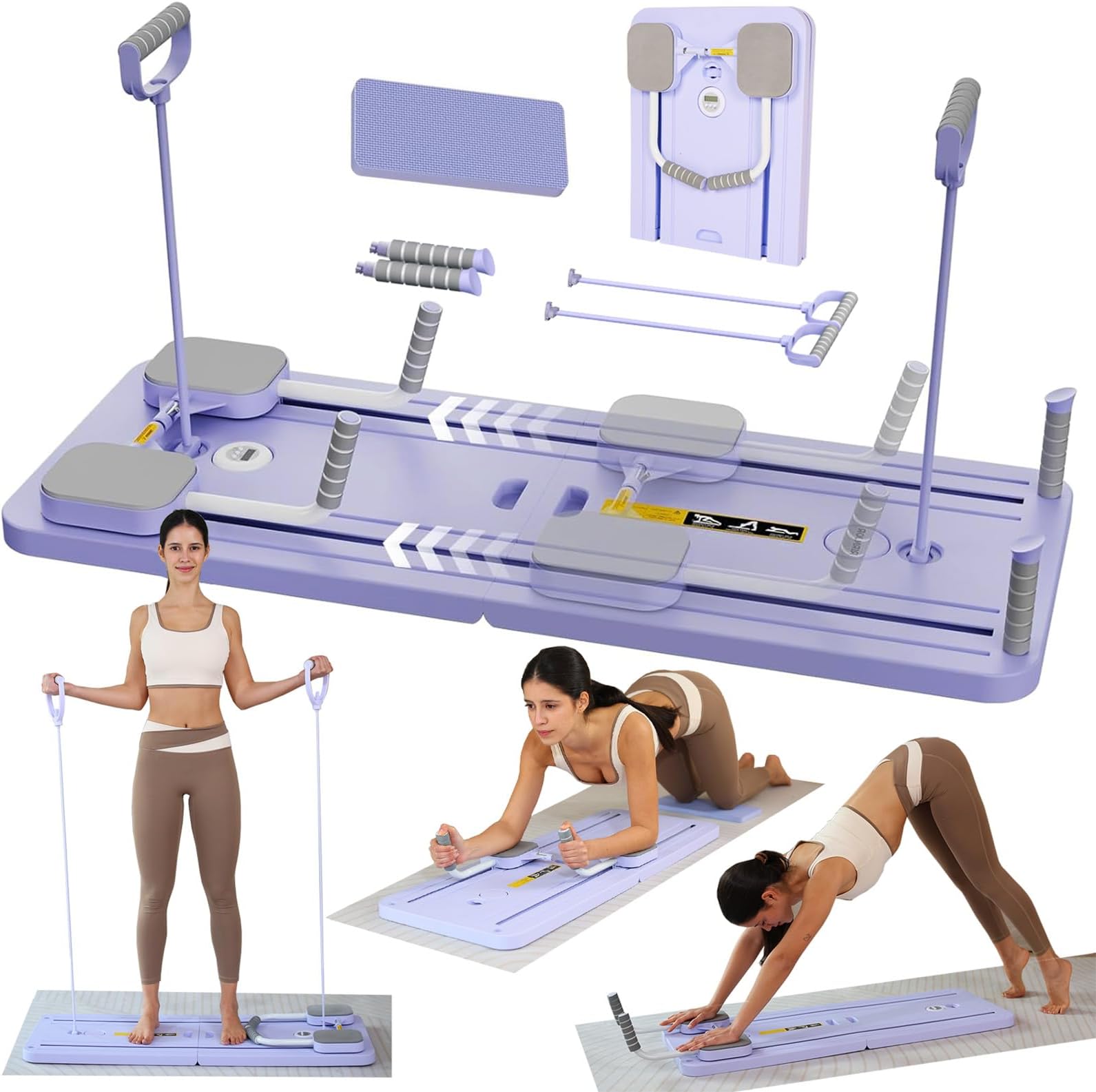 GDSHGS Upgraded Pilates Reformer Machine for Home Multifunctional Abdominal Board Automatic Rebound Ab Roller Wheel Training Board Full Body Workout Equipment