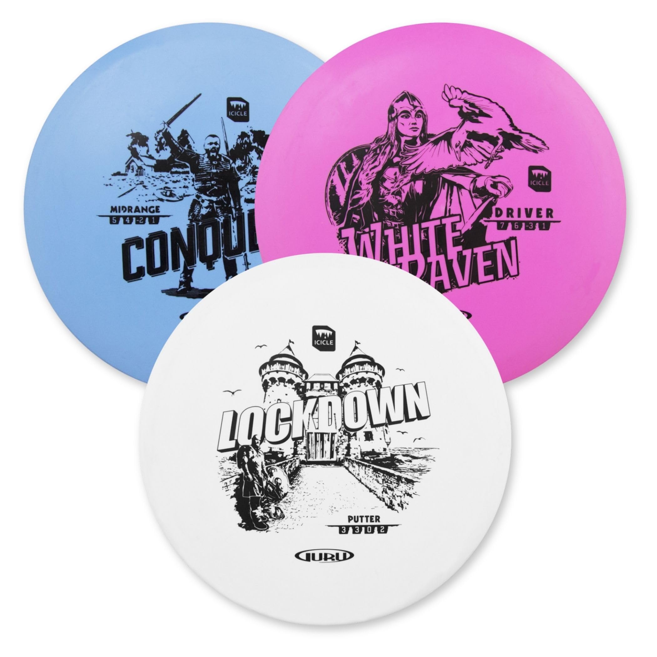 Guru Disc Golf zestaw startowy, 3 tarcze frisbee na każdą odległość, zabawa na świeżym powietrzu dla dzieci i dorosłych – Driver, Midrange, Putter