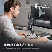 Vista 7 de FIFINE Micrófono USB, Micrófono de condensador de metal para grabar en MAC OS, Windows, Micrófono cardioide para laptop para grabar voces