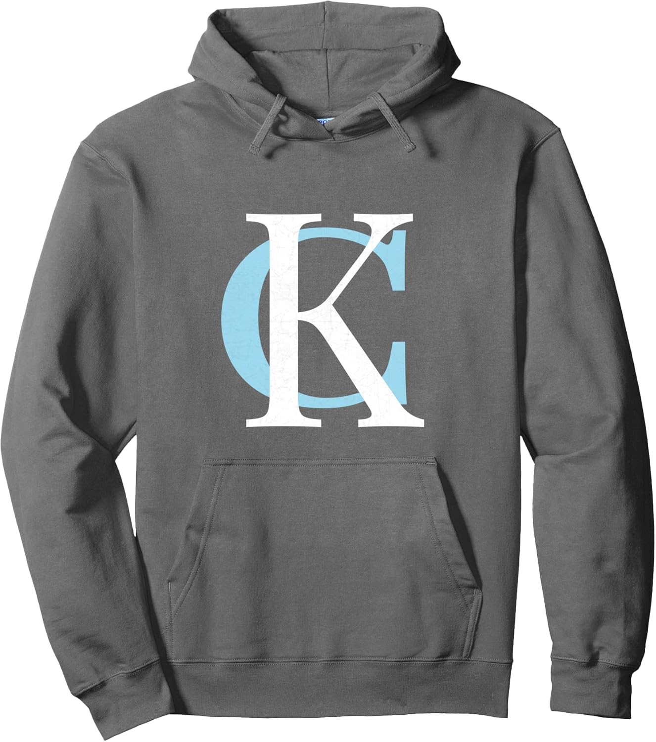 KC Letters Blue Light-Blue Kc Kansas City Initial KC Letters Pullover Hoodie