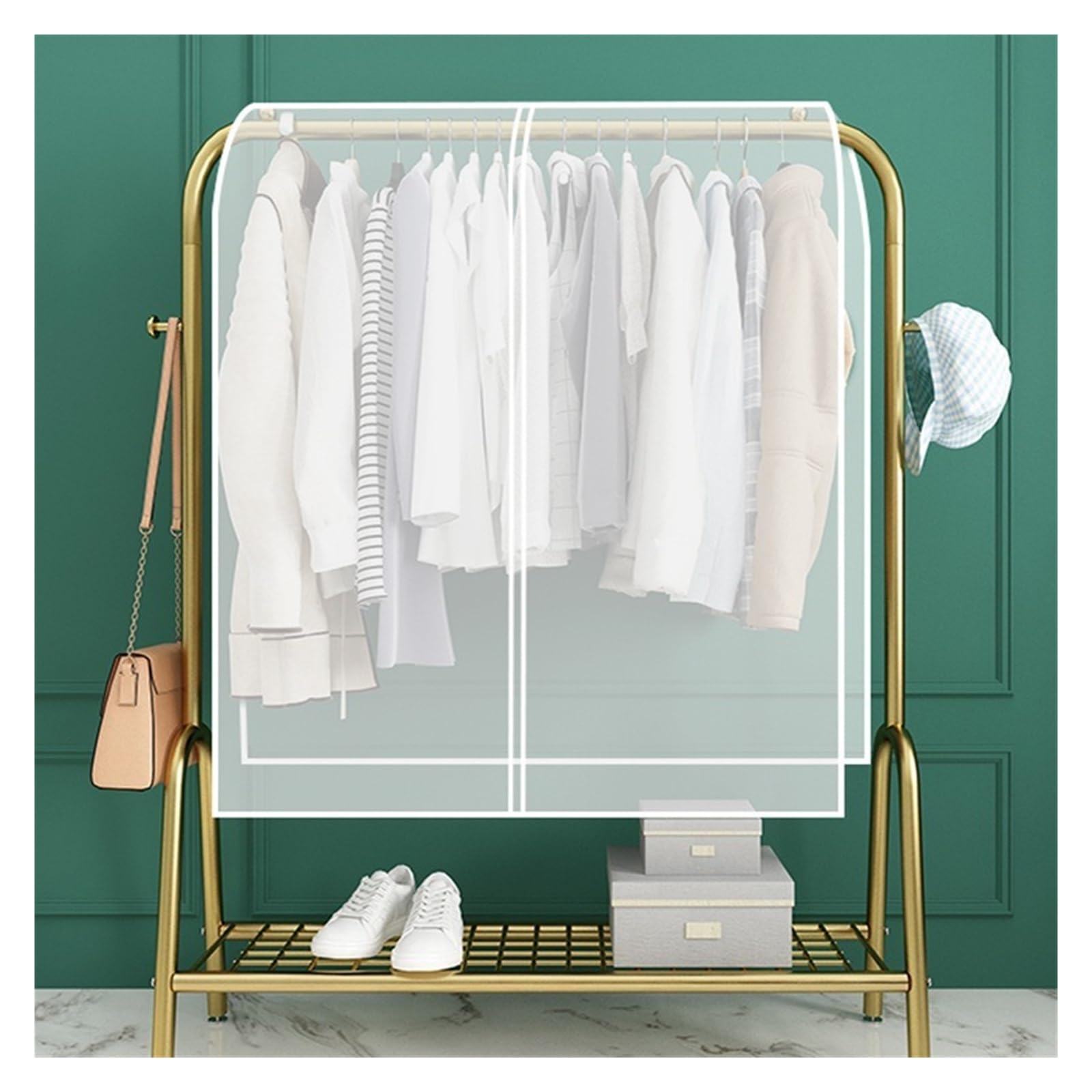 Clothes Rack Cover Hanger Cover Case Dustproof Waterproof Thickened Clear Clothing Protector(110x120cm)