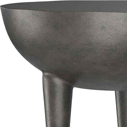 Miniatura 55 de SIMPLIHOME Morris - Mesa auxiliar de metal de aluminio fundido de 17 pulgadas de ancho en plata antigua, mesa de acento industrial con acabado en