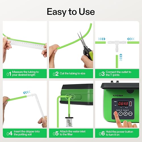 Miniatura 6 de VIVOSUN Kits de riego por goteo automático solar con temporizador, salida de 3 W, Sistema de riego por goteo automático alimentado por energía