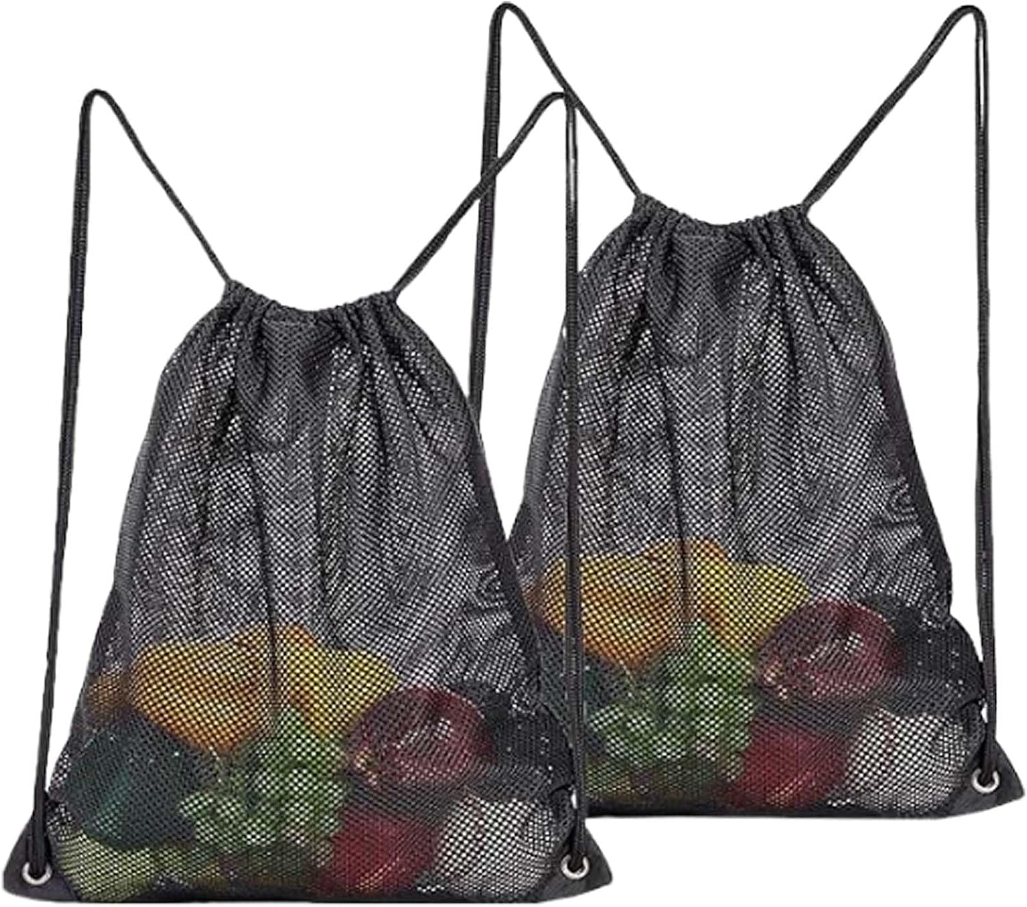 Netted Drawstring Backpack 2 Pack Net Bag, 35 X 45 Cm Mesh Drawstring Backpack for Gym, Laundry ...
