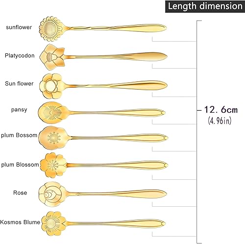 Miniatura 2 de Juego de 8 cucharas de café coloridas de acero inoxidable, cucharas de té, cucharas de té, cucharas de azúcar, color oro rosa