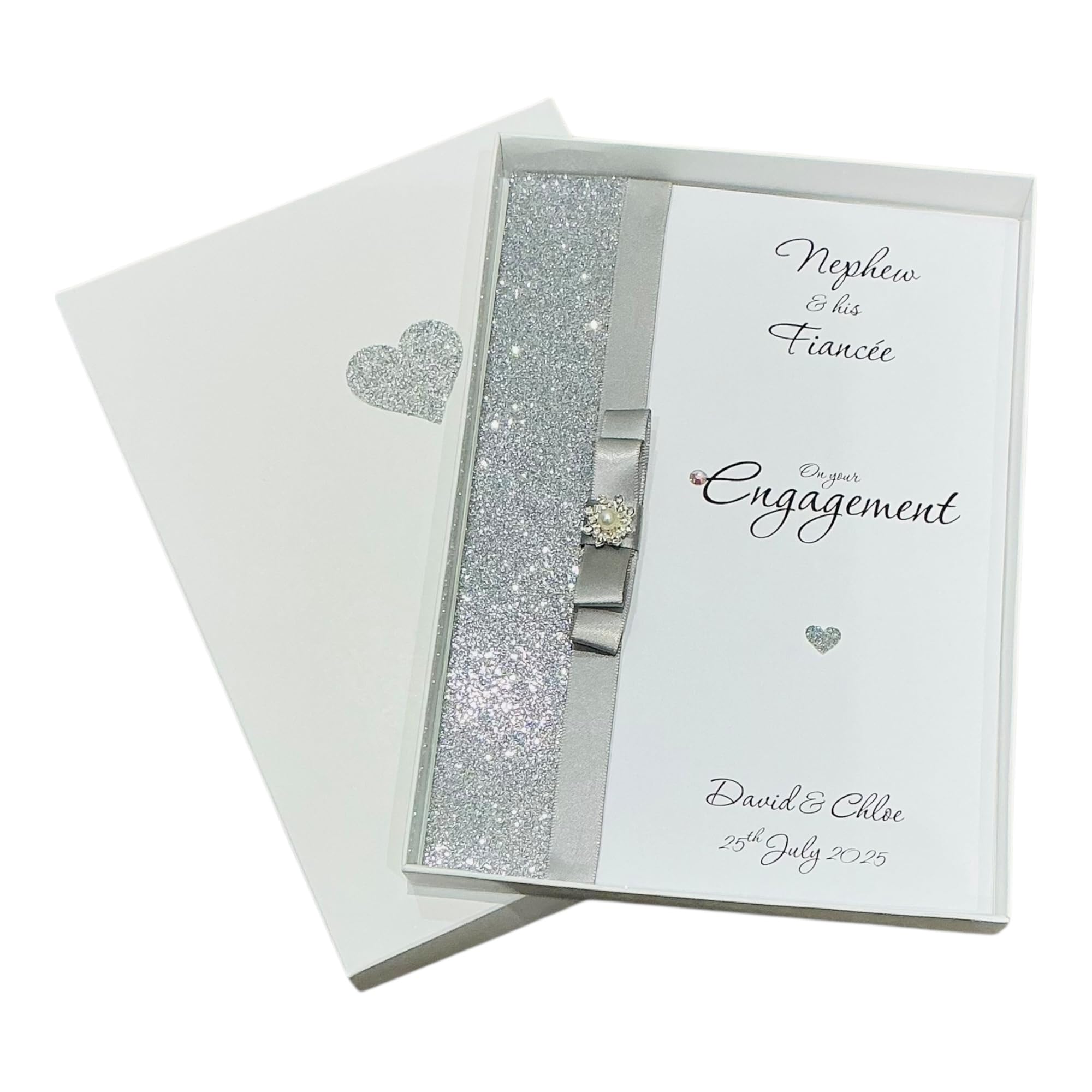 Nephew & Fiancée Engagement Card Greeting Card, Personalised Gift for Nephew & Fiancée Congratulations - Various Designs to Choose (Luxury Bow (Nephew & Fiancée))
