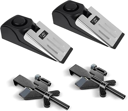 2 Adjustable Portable Door Lock with 2 Door Stop Alarm with 120dB Siren Door Stop for Travelers Security, Prevent Unauthorized Entry, Door Stoppers Security for Home & Travel Bedrooms