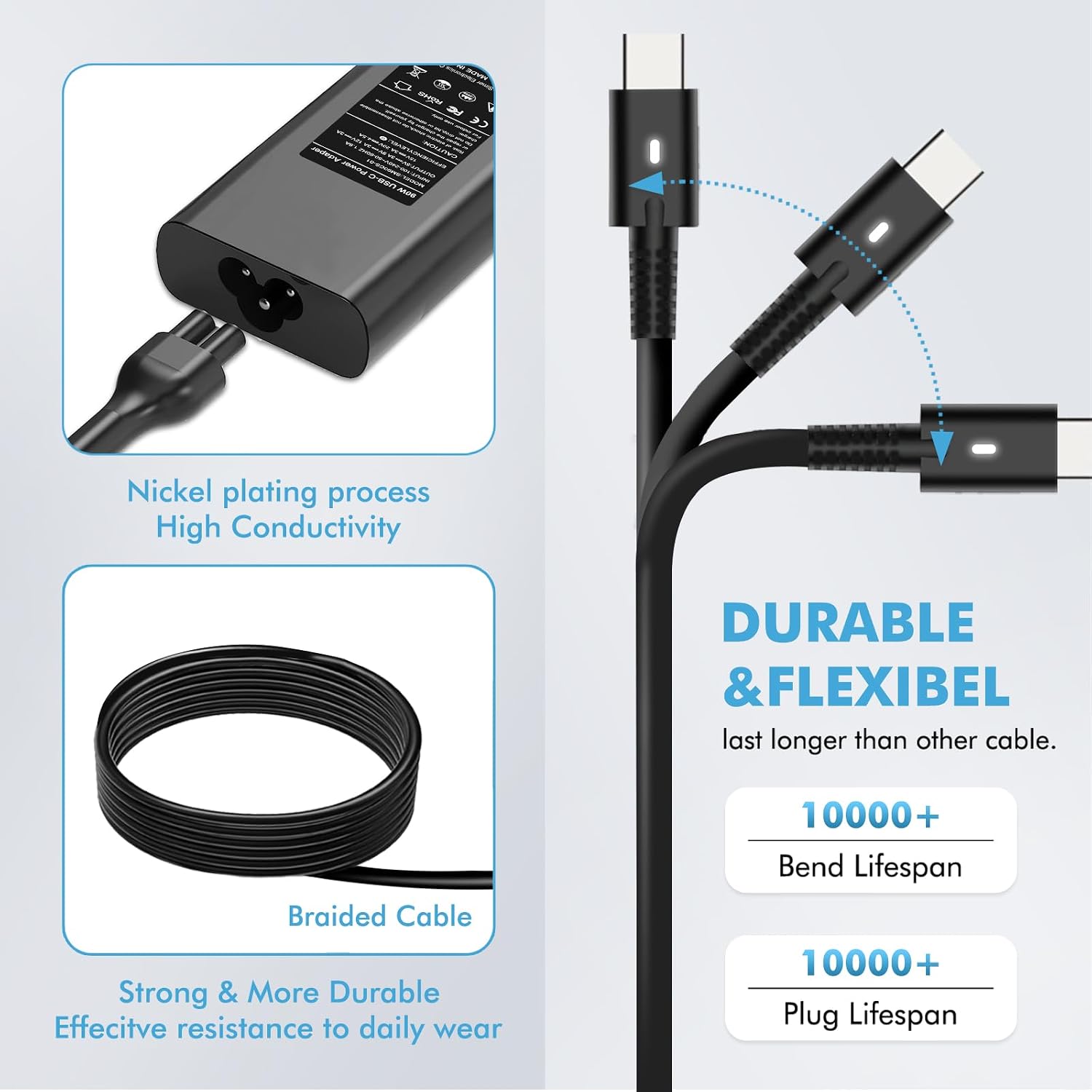 90W USB C Laptop Charger Compatible with Dell XPS 13 15 17, Latitude 5520 5530 5540 5550 5400 5450 5440 5430 5420 5320, Latitude 3420 3450 3520 3550 7320 7420, Precision 3540 5550