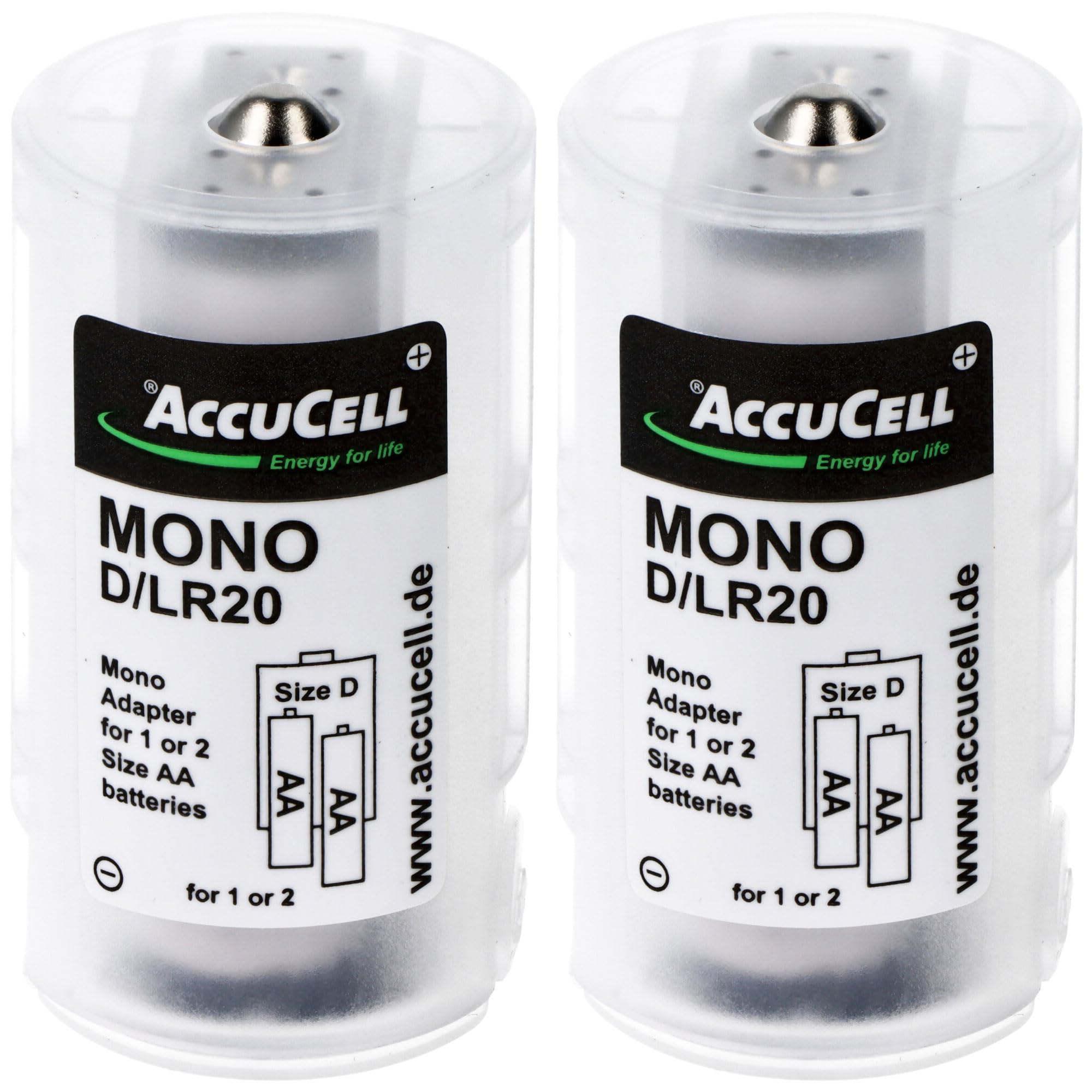 Lot de 2 adaptateurs universels mono D pour 1 ou 2 piles Mignon, AA, LR6, FR6 ou piles - Porte-piles AA Mignon (plastique)