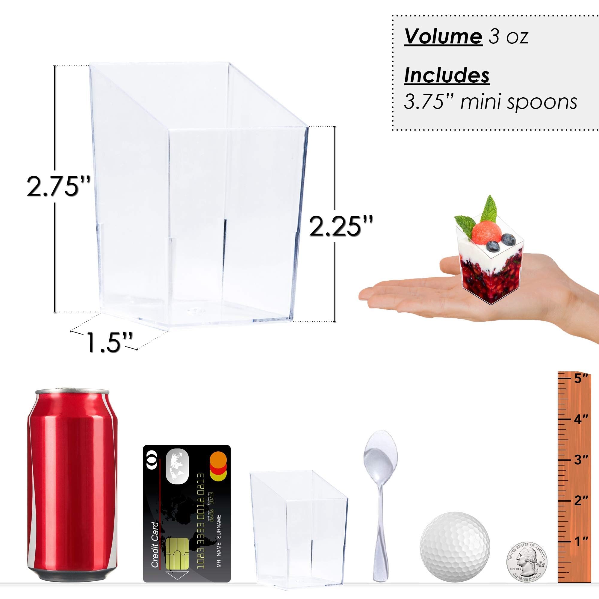 12 mini Coppe Da Dessert in Plastica Riutilizzabile Quadrati