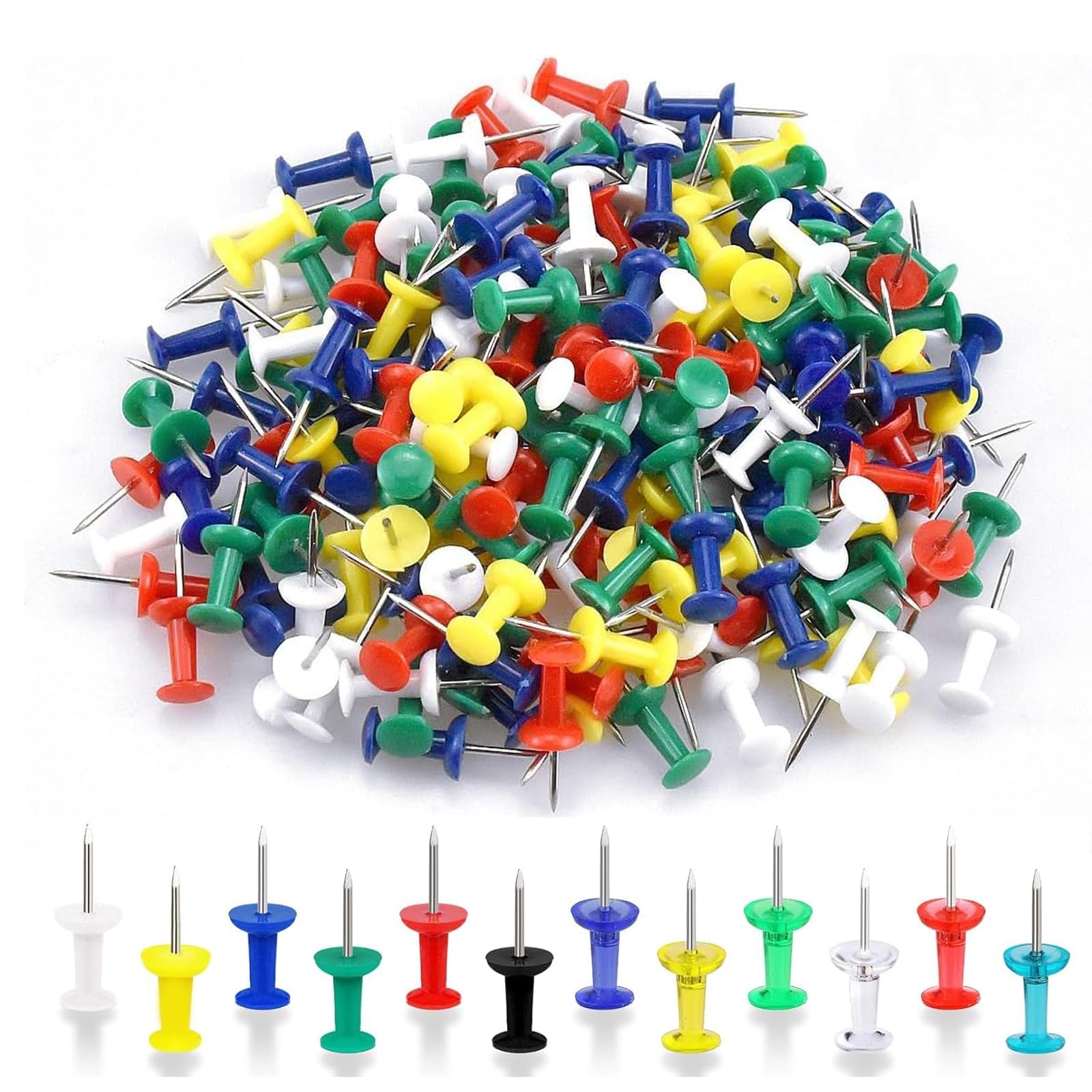 200 Pcs Multicolor Push Pins, Drawing Pin with Storage Box Thumb Tacks Map Pins, Notice and Bulletin Boards Pin for Cork Notice and Bulletin Boards