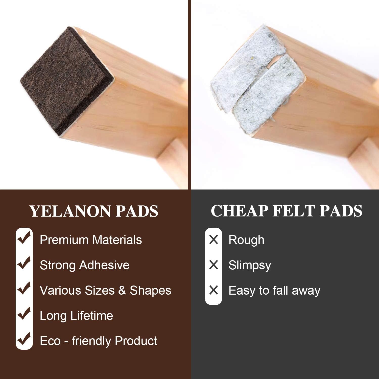 Felt Furniture Pads -347 Pcs Furniture Pads Self Adhesive, Cuttable Felt Chair Pads, Anti Scratch Floor Protectors for Furniture Feet Chair Legs, Furniture Felt Pads for Hardwoods Floors, Brown - - 