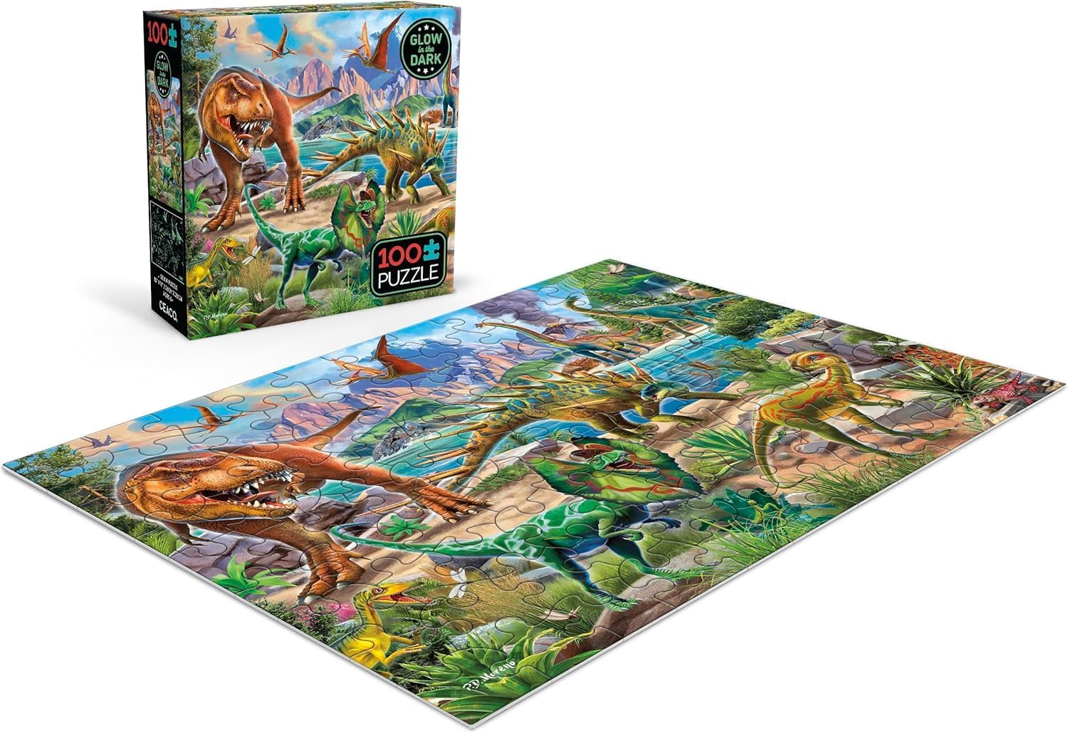 Ceaco - Glow in The Dark - Dinoland - 100 Piece Jigsaw Puzzle
