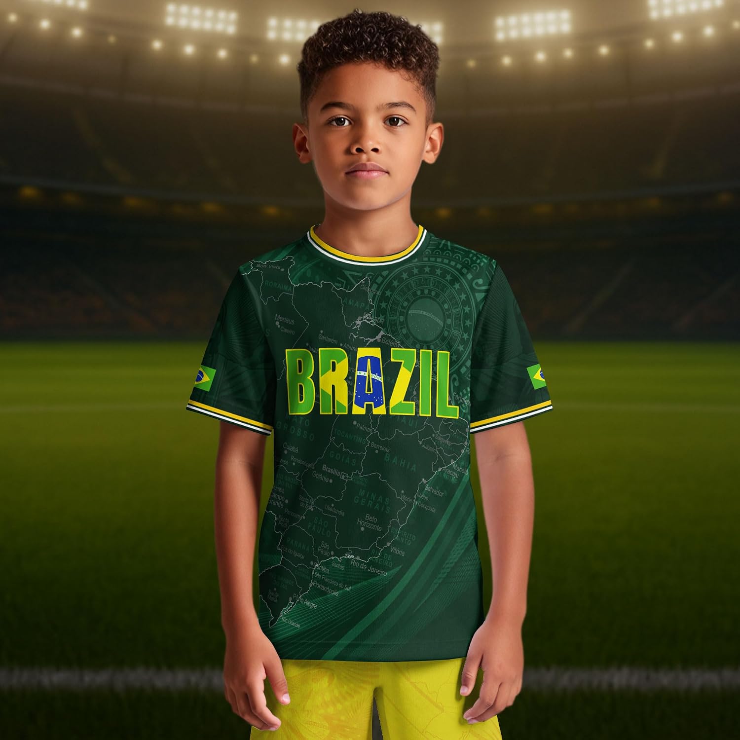 Brazil Soccer Jersey Kids Set, Soccer Jersey for Girls and Boys Set
