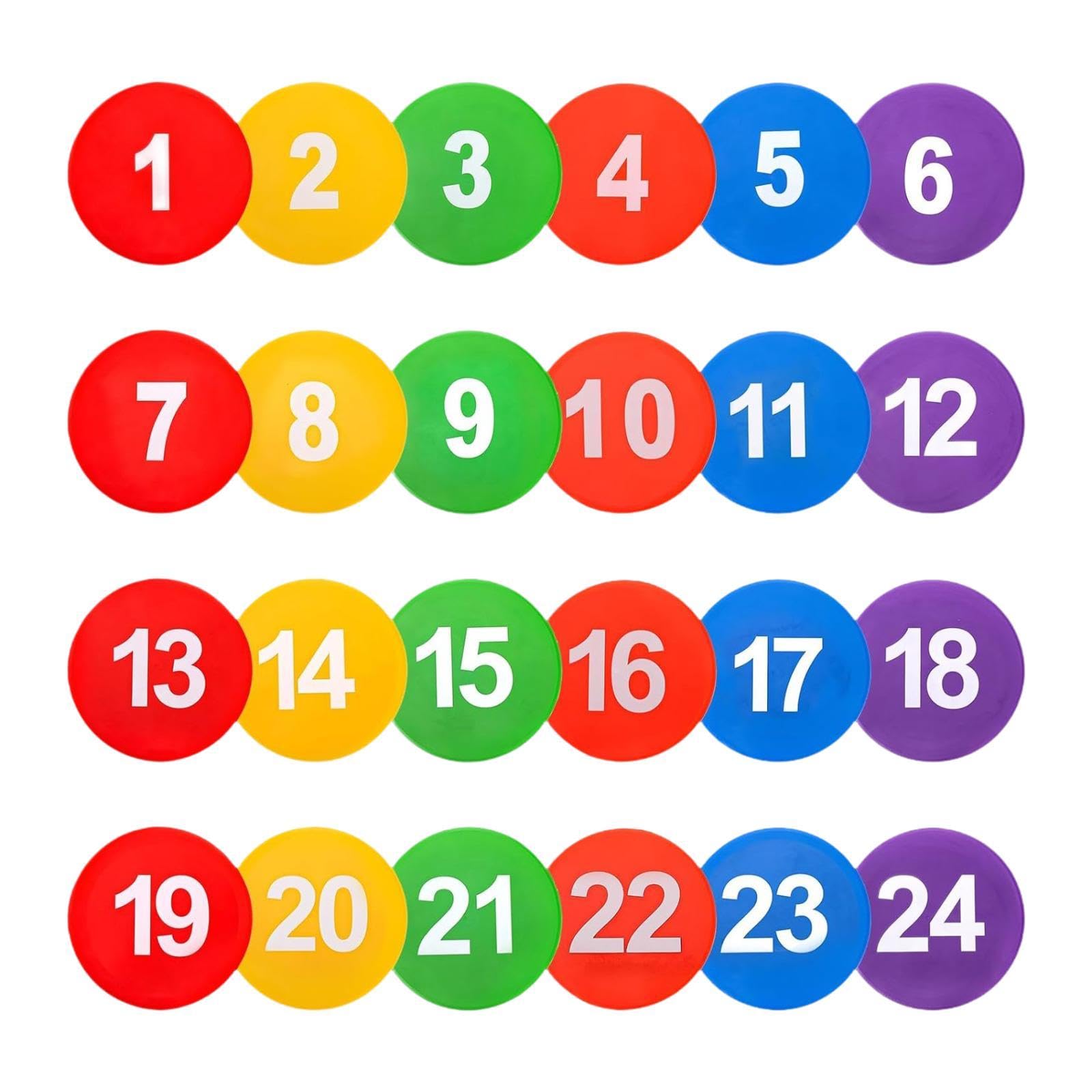 24 Piezas Marcadores de Fútbol Discos de Entrenamiento Planos Conos Flexibles de PP Marcadores Numerados Antideslizantes para y Coordinación