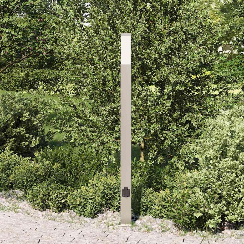 Zewnętrzny słupek świetlny z wbudowanym gniazdem, 110 cm, stal nierdzewna,
