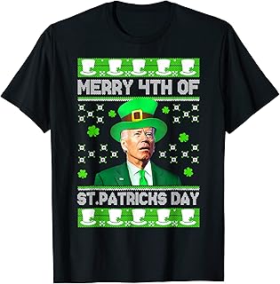 Merry 4th Of St Patricks Day Joe Biden Leprechaun Hat Clover T-Shirt