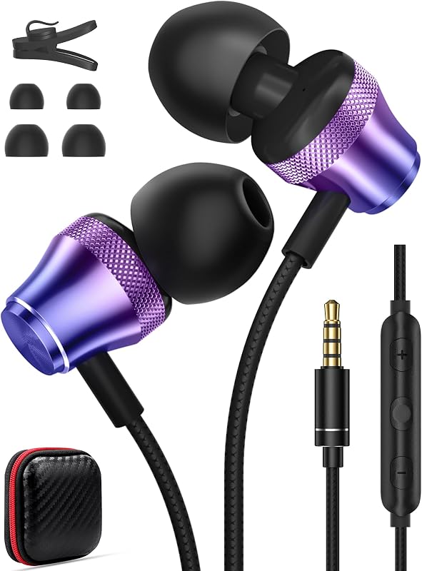Wired Earbuds for Chromebook Laptop PC,3.5mm in Ear Headphones for Kindle | Fire HD 10,8,8 Plus,7 Tablet,Noise Cancelling Ear Buds Plug in Audio Jack Mic Volume Control for Samsung A15 A14 for Moto G