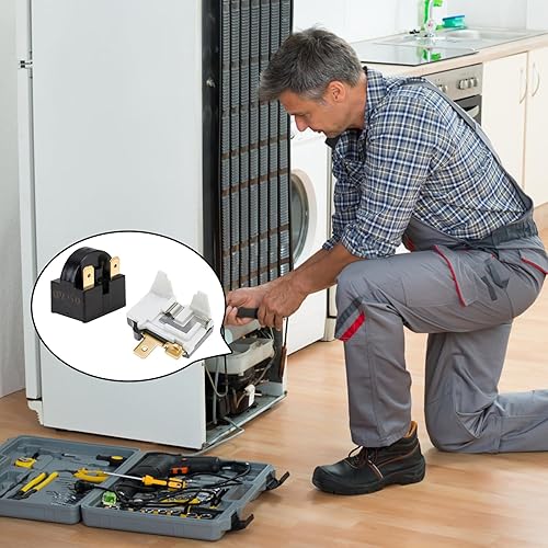 Miniatura 5 de Compresor de relé de arranque para refrigerador, 4,7 ohmios, 3 pines, PTC de arranquerelé de arranque y protector de sobrecarga, compatible con mini