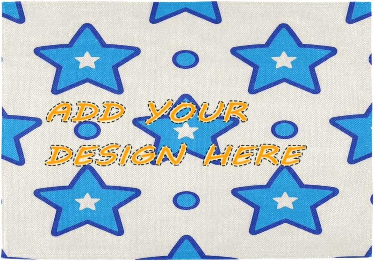 Custom Blue Stars Dot Blue Light Baby placemat with Plate Christmas placemats Cloth Washable Set 6 12 x 18 individuales para mesa de Papel