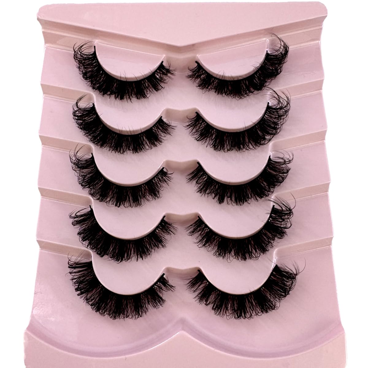 Cat eye Eyelashes 3D Natural False Lashes D Curl Fluffy Soft Cross 5 pairs Manga Lashes Wispy Natural Eyelash Extension Makeup (HB106)