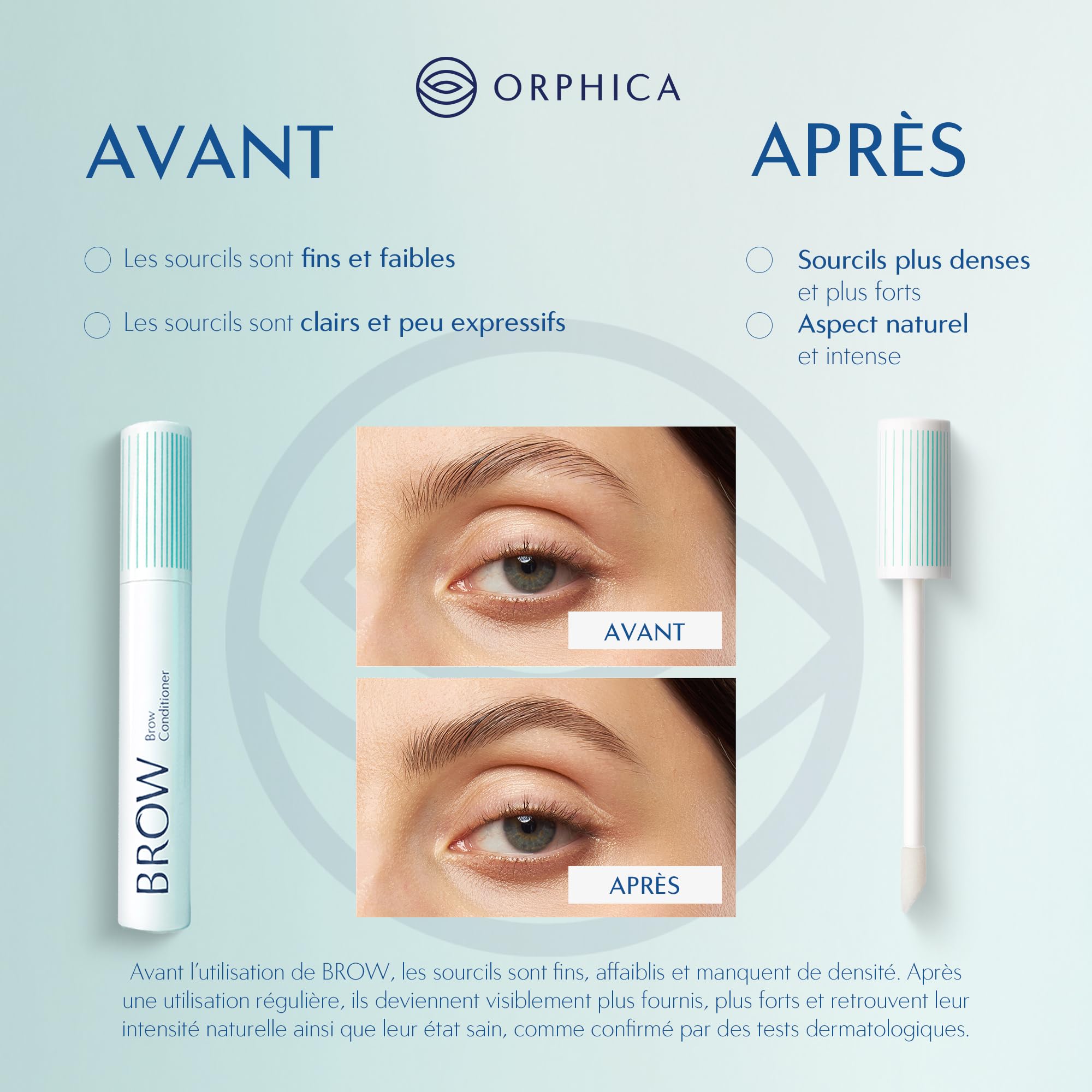 ORPHICA BROW Sérum pour les Sourcils 4 ml | Pousse Rapide Sourcils Ingrédients 100% Naturels | les Sourcils Plus Épais et Plus Fort Contient du Collagène et Extrait de Racine de Ginseng
