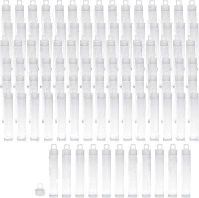 The Beadsmith Clear Plastic Tubes - 3-Inch-Long Round Tubes, 9/16 Inches in Diameter - Hanging Caps - Use for Beads, Bath Salts, Wedding & Party Favors, Home or Office Storage - Bag of 100