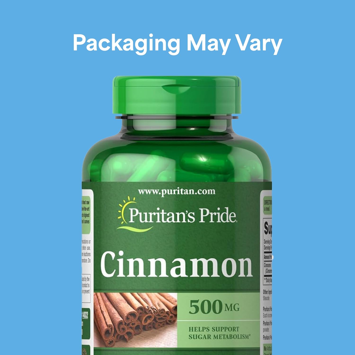Puritan's Pride Cinnamon 500mg, Supports Healthy Sugar Metabolism & Heart Health, 200 Capsules - Image 2