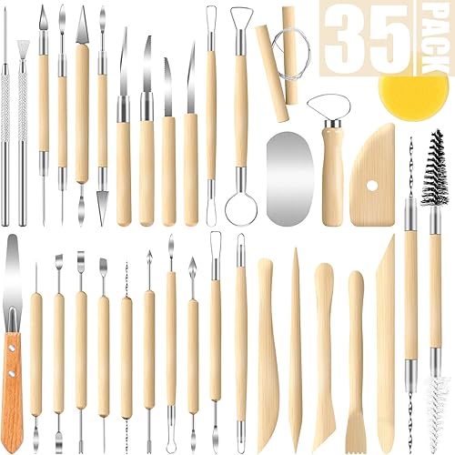 Miniatura 6 de Jetmore Paquete de 12 herramientas de arcilla, herramientas de cerámica y herramientas de escultura, cortador de arcilla de modelado de polímeros,
