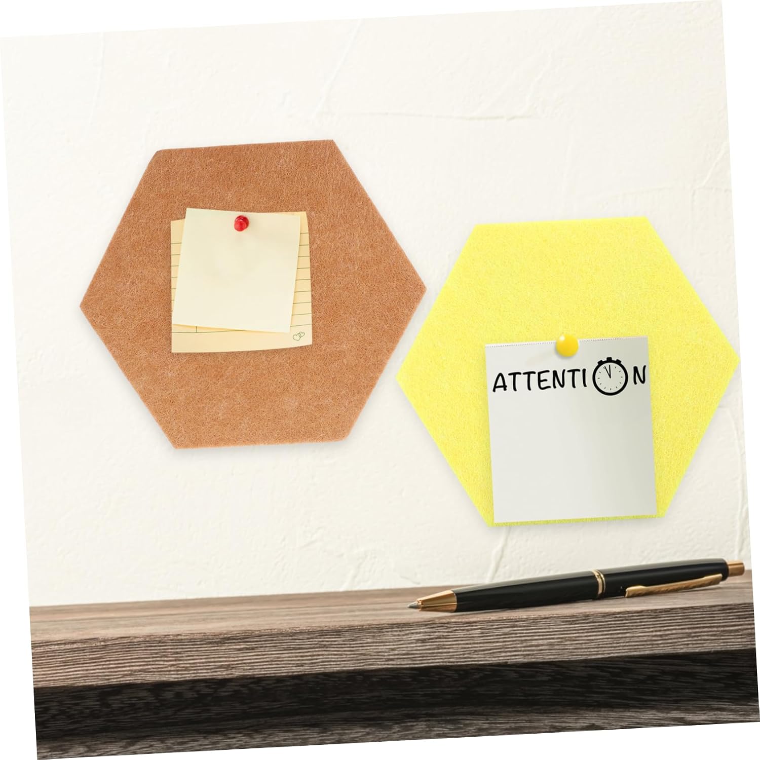 ULTECHNOVO 10pcs Wall Mount Felt Bulletin Board Hexagon Memo Board Adhesive Home Decor for Wall Art and Messages