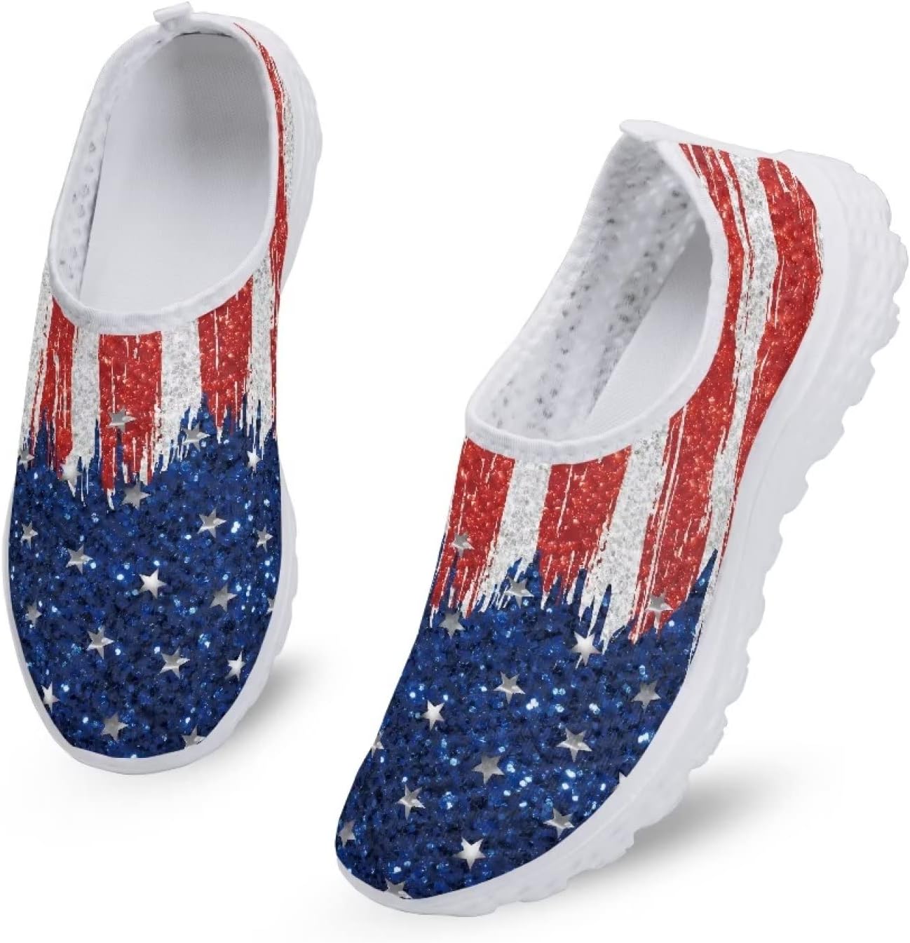 Jeiento Flag Sneakers for Women Patriotic Running Shoes Sport Walking Tennis Sneakers Athletic Shoes