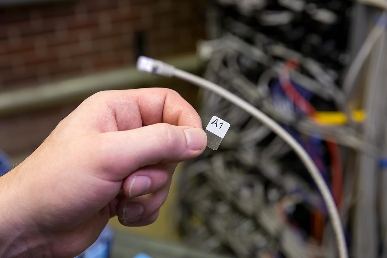 Brady Authentic (M21-11-427) Pre-Sized Self Laminating Vinyl Wraps for Data/Telecomm, Lab, and Wire/Cable, Black on White Material - Designed for M210, M210-LAB, and M211 Printers, 0.75" H x 0.5" W