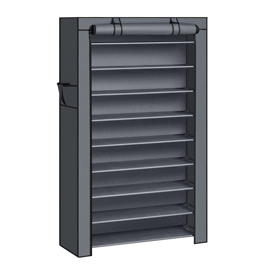 Immagine del prodotto SONGMICS Scarpiera di Tessuto a 10 Ripiani, Scaffale Portascarpe 28 x 88 x 160 cm con Copertura di Tessuto, per Scarpe da Ginnastica, Tacchi Alti, Ciabatte, Struttura di Metallo, Grigio RXJ36G